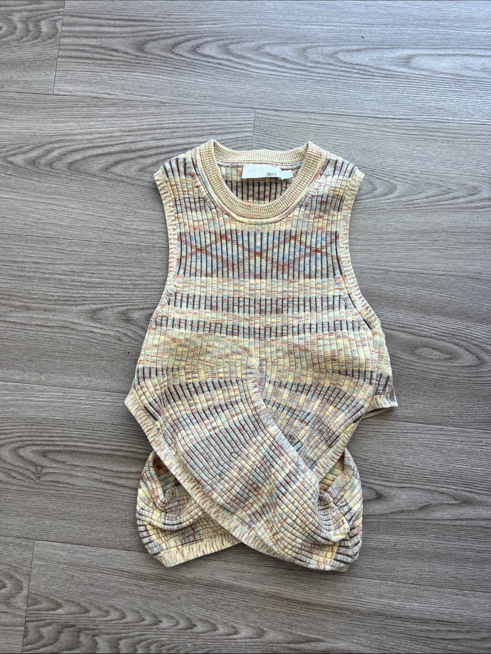 Jonathan Simkhai Pastel Multicolor Ribbed Asymmetrical Dress